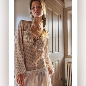 Free People Intimately Sunny Meadows Bodysuit Tea Combo Cream Tan XS New